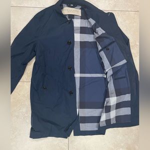 Men’s size Large Navy blue 4 button Trench coat- made in Thailand